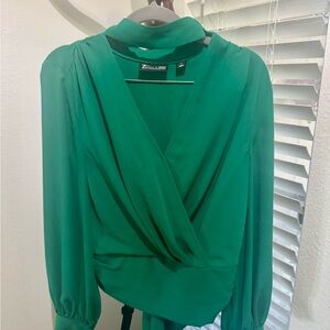 New York & Company Green Wrap Blouse